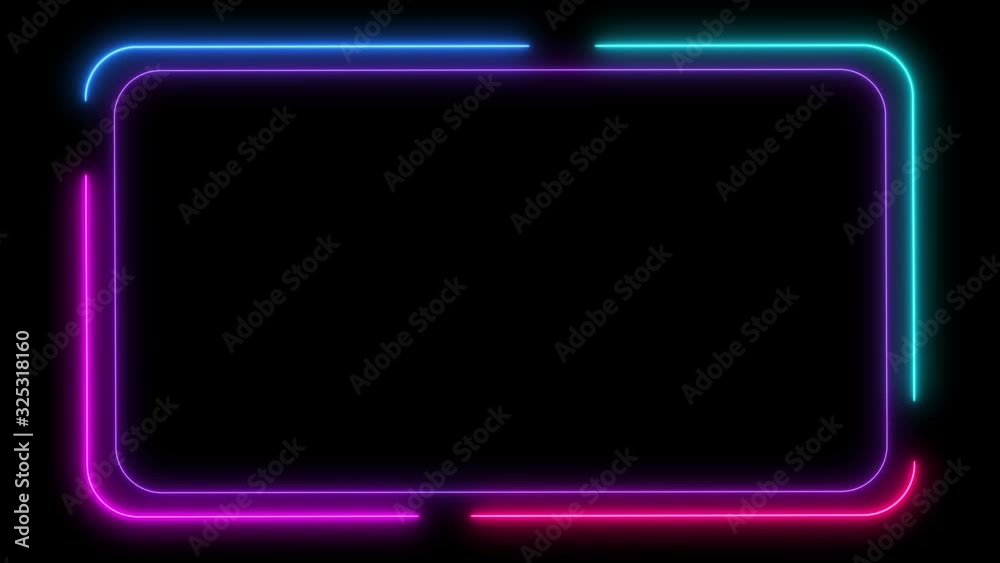 Abstract light neon frame on black background. laser show looped animation. Use for party and product show. 4K video