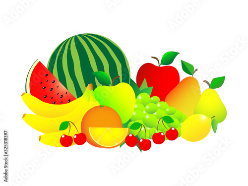 A wonderful still life of fresh fruit on a white background