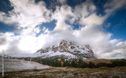 mountain and clouds