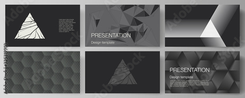 The minimalistic abstract vector illustration layout of the presentation slides design business templates. Abstract geometric triangle design background using different triangular style patterns.