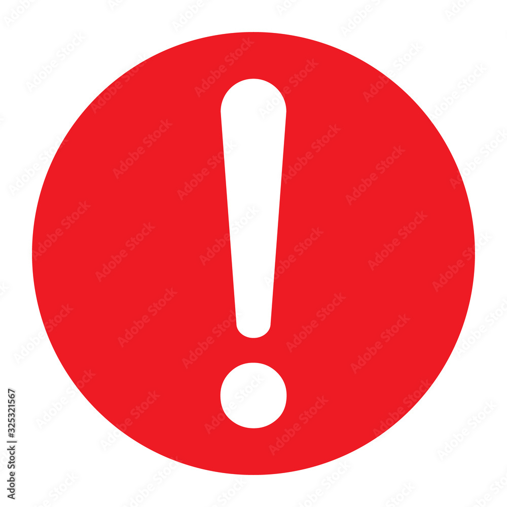 Exclamation mark flat design icon vector. Hazard warning attention sign isolated on white background Exclamation mark flat design icon vector. Hazard warning attention sign isolated on white background