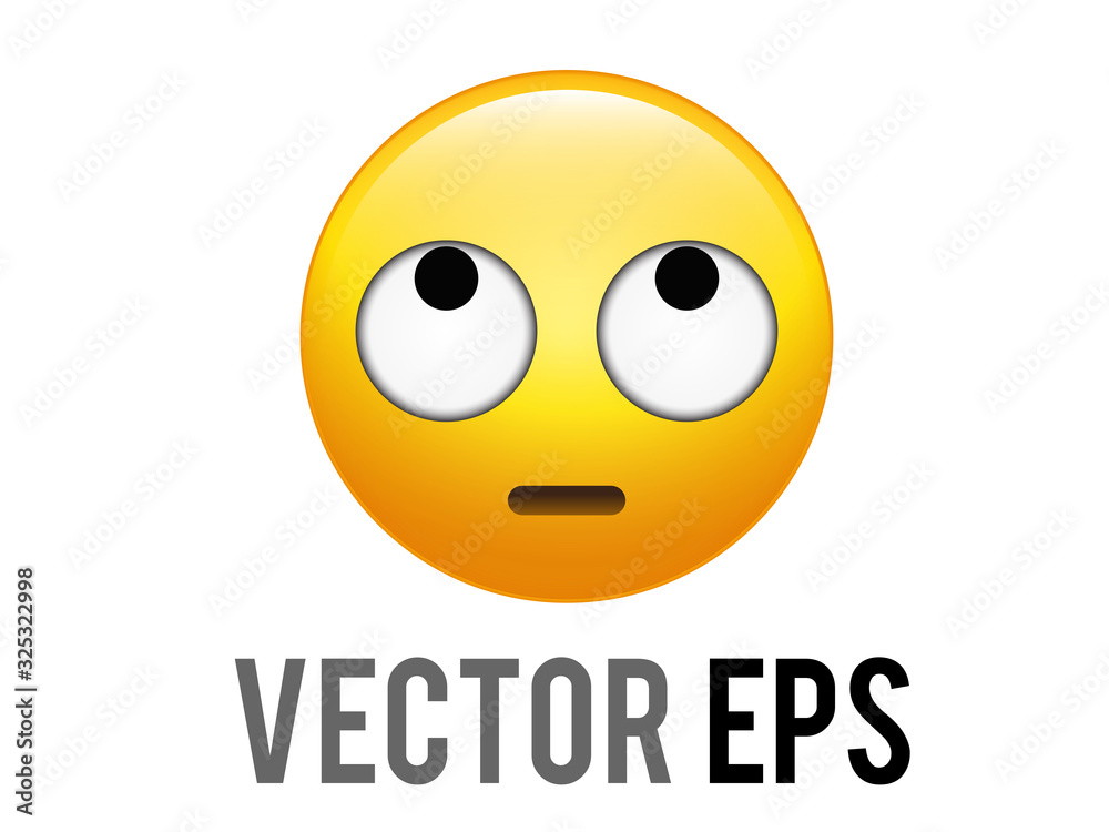 Fototapeta premium Gradient yellow sad, depressed with eyes up face emoji icon