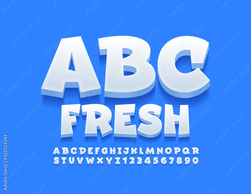 Vector White Alphabet Letters and Numbers, Plyful modern Font Vector White Alphabet Letters and Numbers, Plyful modern Font