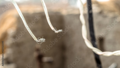 very dangerous and risky improper joint of an electric cables those are stripped 