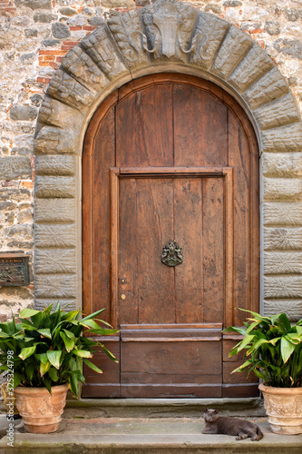 Detail of building in the Italian village of Ghivizzano photo
