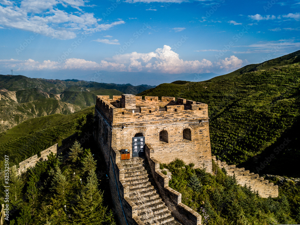 Aerial Photography Yanmenguan Great Wall, Shanxi, Chinaa