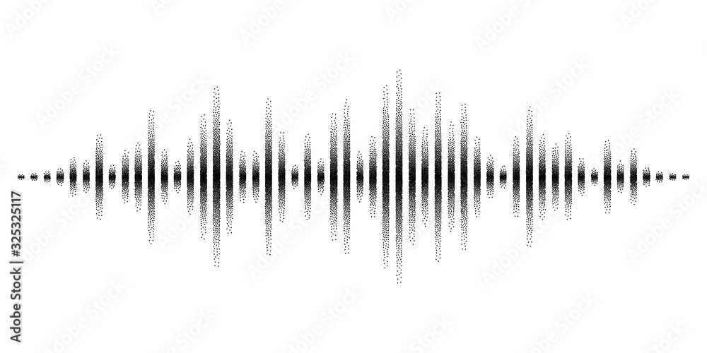 Vector sound waves stylized with stippled vanishing columns. Dynamic equalizer visual effect. Vector sound waves stylized with stippled vanishing columns. Dynamic equalizer visual effect.