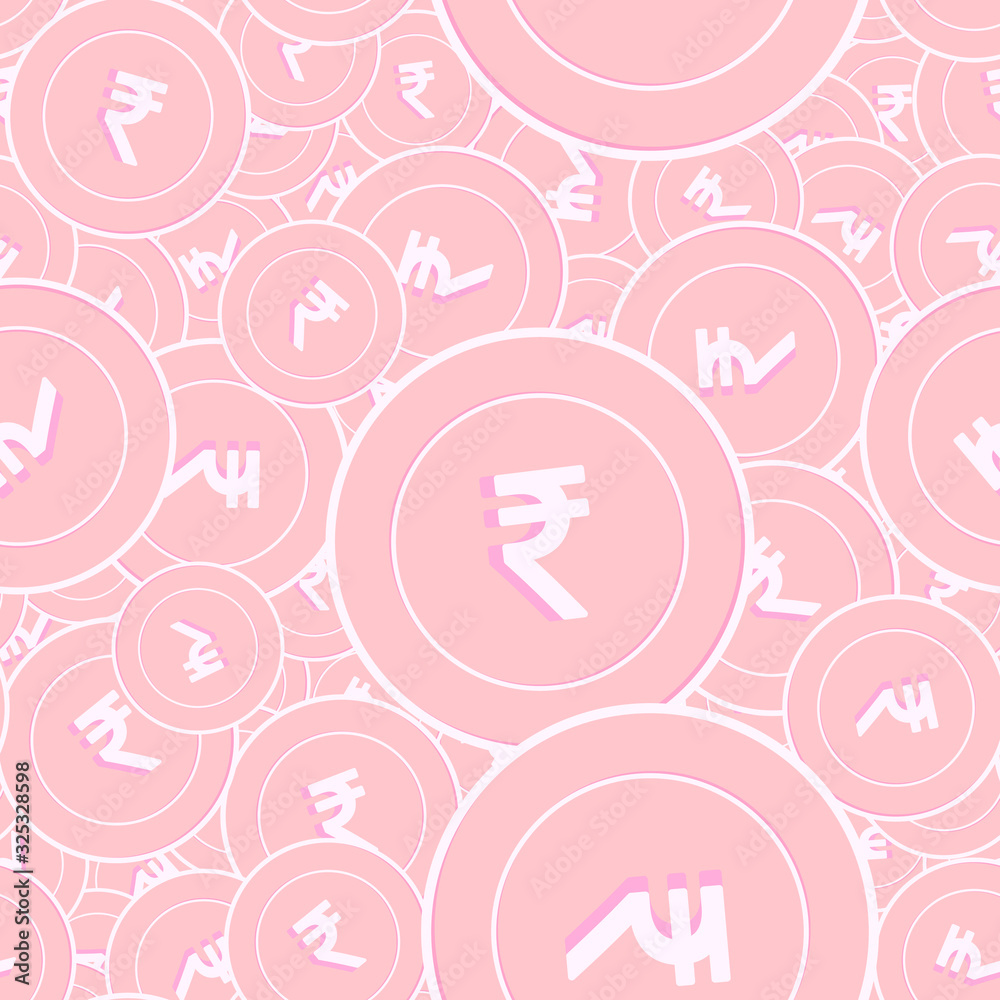 Indian rupee copper coins seamless pattern. Indeli Indian rupee copper coins seamless pattern. Indeli
