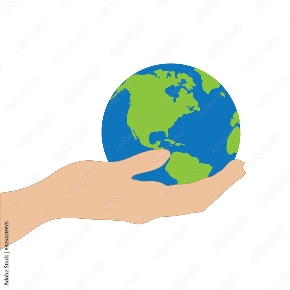 Vector silhouette of hand hold world on white background. Symbol of save planet. Vector silhouette of hand hold world on white background. Symbol of save planet.
