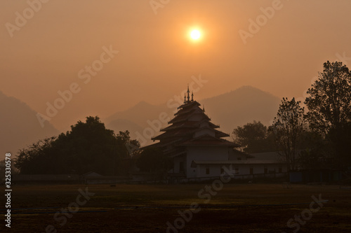 Sunrise at Wat Kung Kaeng  Pai  Pai District  Mae Hong Son  Thailand