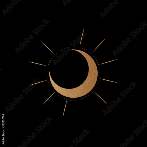 Sun and moon logo. Astronomical icon.