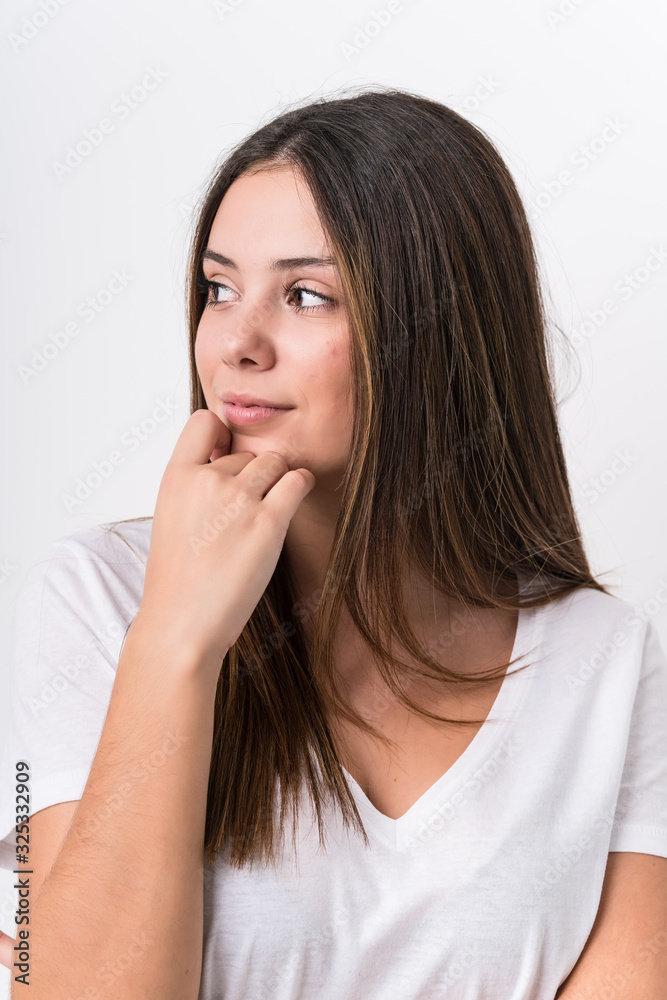 Young pretty caucasian woman face closeup isolated Young pretty caucasian woman face closeup isolated
