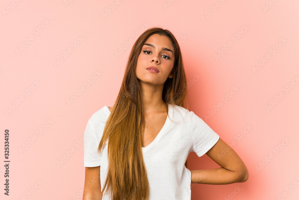 Young caucasian woman doing beauty poses isolated Young caucasian woman doing beauty poses isolated