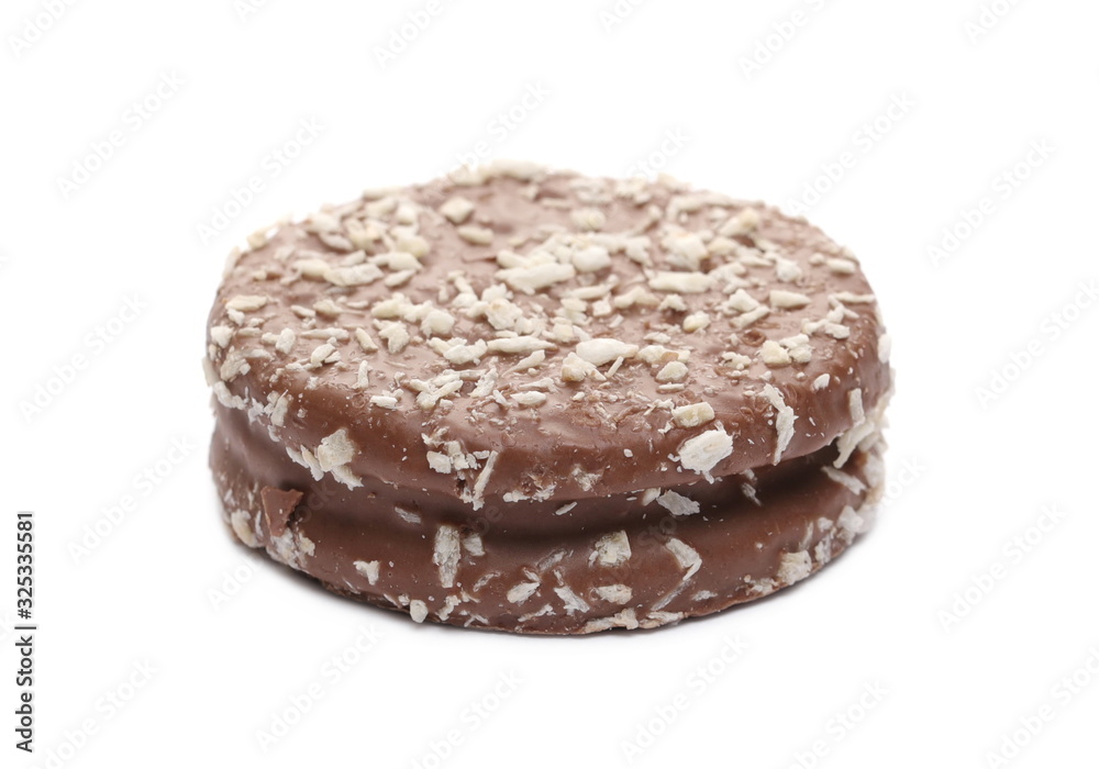Coconuts marshmallow cake chocolate isolated on white background Coconuts marshmallow cake chocolate isolated on white background
