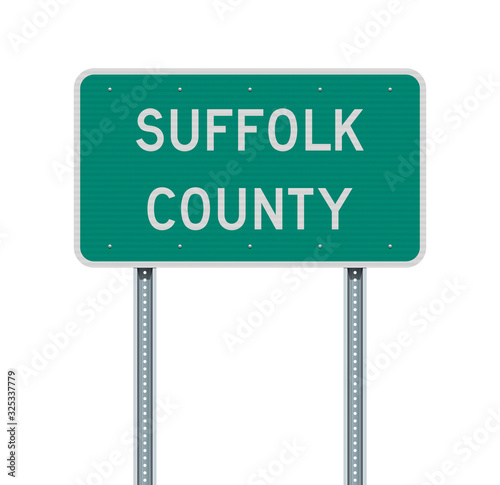 Vector illustration of the Suffolk County green road sign