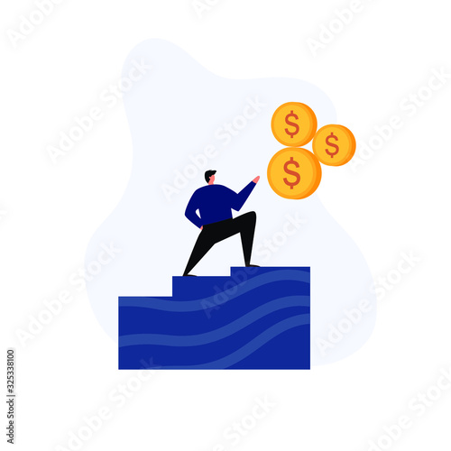 illustration of a successful entrepreneur with a dollar coin