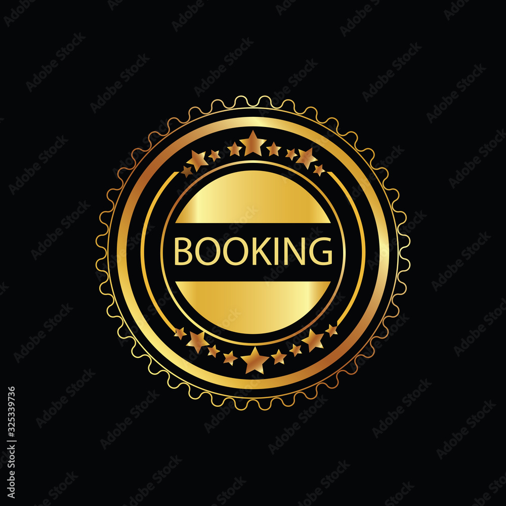 Gold  color sticker in word booking on black background