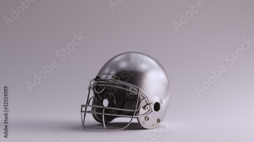 Silver American Football Helmet 3d illustration 3d render 