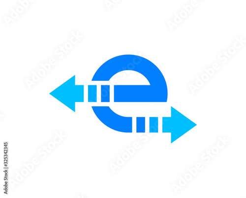 Logo initial letter e on a white background.