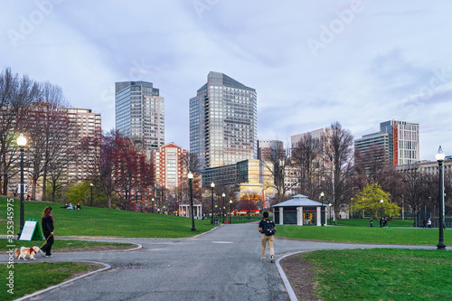 Boston Common public park and people in downtown Boston MA © Roman Babakin