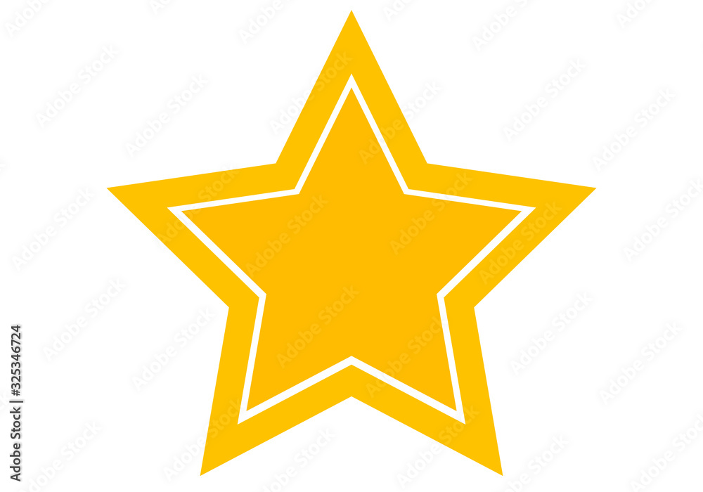 Forma de estrella amarilla sobre fondo blanco. Forma de estrella amarilla sobre fondo blanco.