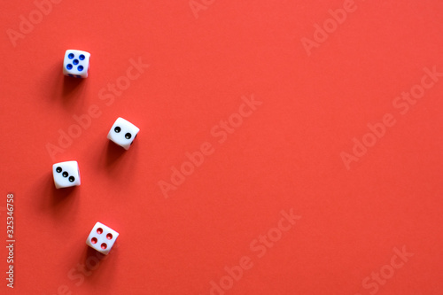 Dice on red background