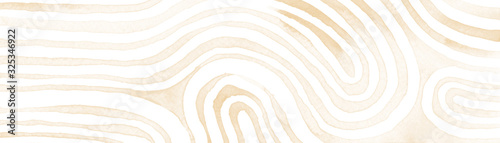 Beige abstract stripes watercolor horizontal background. Inspired by tribal body paint. Raster banner template. photo