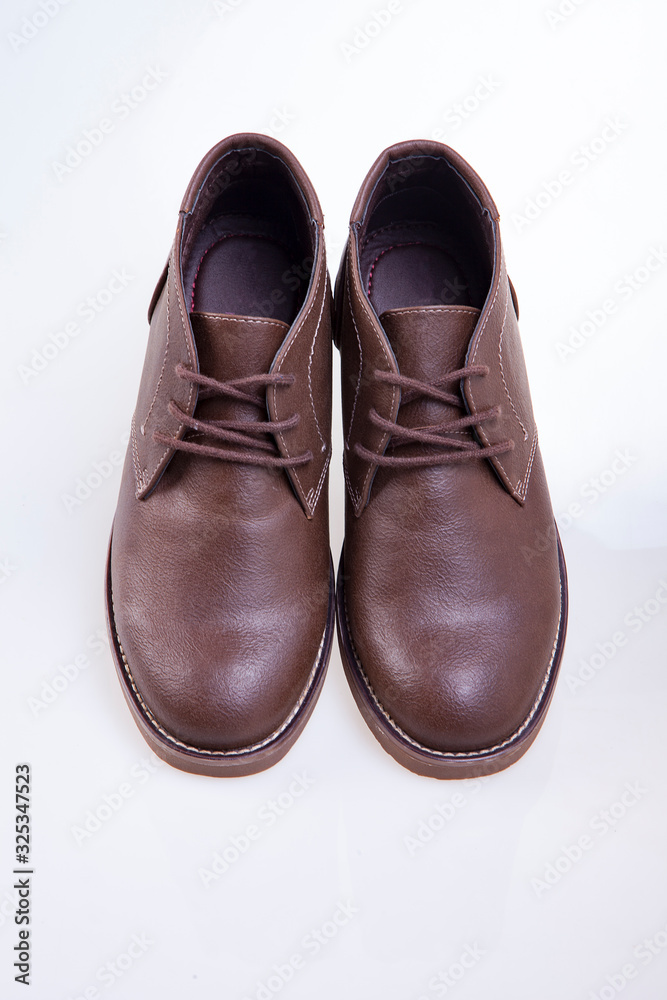 man leather shoes isolated on white backgrounf