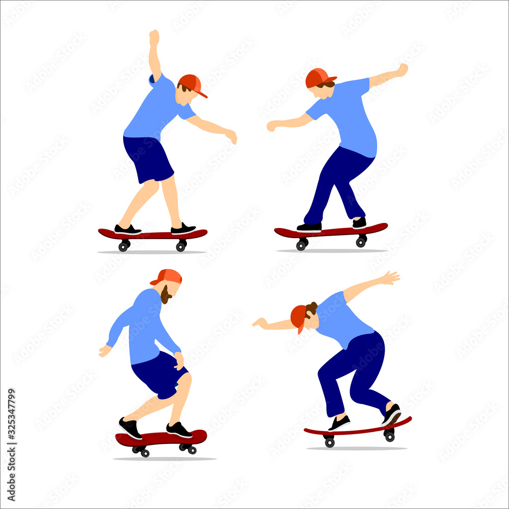 Obraz premium Skateboarder Illustration Vector Design Set