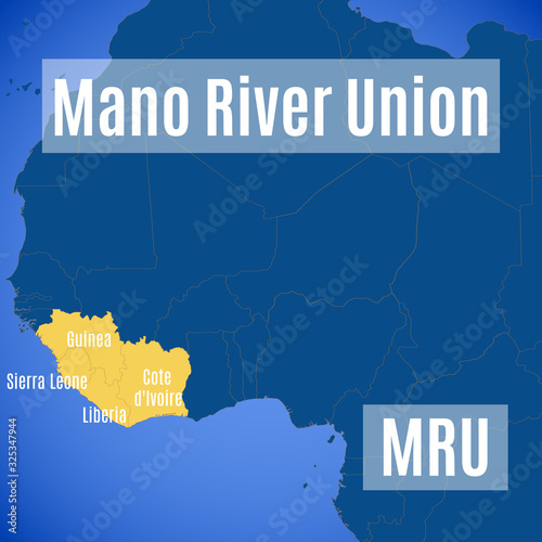 Schematic vector map of the Mano River Union (MRU)