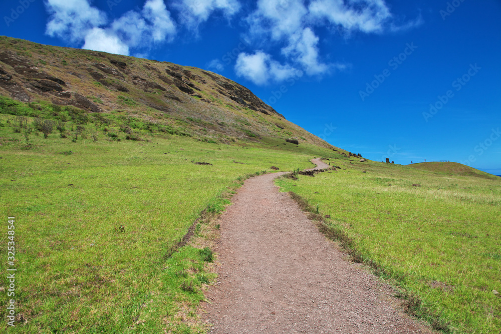 Naklejka premium Rapa Nui. The road to Rano Raraku on Easter Island, Chili