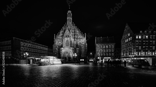 Nürnberg bei Nacht SW, Kirche, Nuernberg, Hauptmarkt, Hauptmarkt Nuernberg
