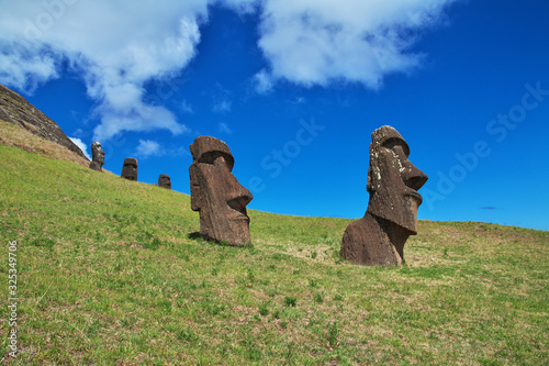 Obraz na płótnie Rapa Nui. The statue Moai in Rano Raraku on Easter Island, Chili w salonie