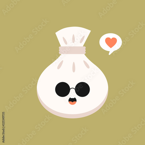 Chinese dim sum cute kawaii vector characters. Asian dish with smiling face. Eastern traditional cuisine. Dumpling with spices. Funny emoji, emoticon. Isolated cartoon color illustration