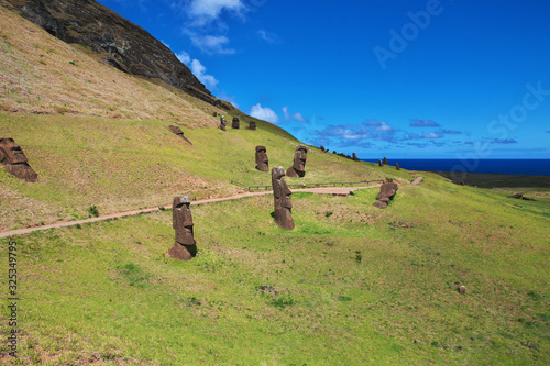 Rapa Nui. The statue Moai in Rano Raraku on Easter Island, Chili photo