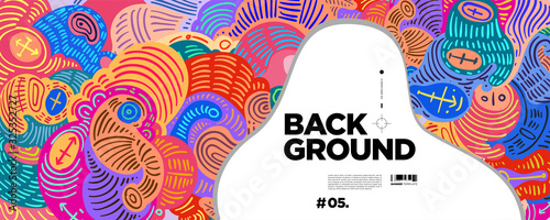 Colorful Abstract Batik Banner Template with Dummy Text for Web Design, Landing page, and Print Material.