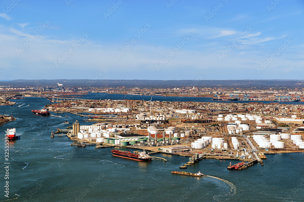 Aerial view of oil storages in Bayonne
