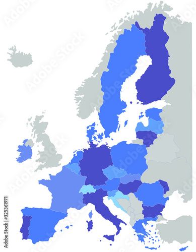 Europakarte mit allen Mitgliedern der Europäischen Union