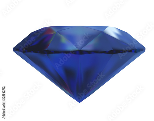 Blue faceted diamond. Isolated background, highlights on the edges.