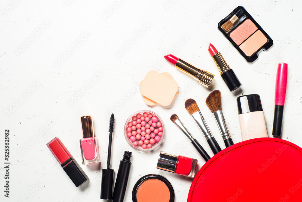 Makeup professional cosmetics on white background. Makeup professional cosmetics on white background.