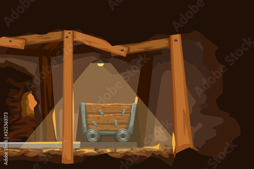 cartoon miner wagon side view
