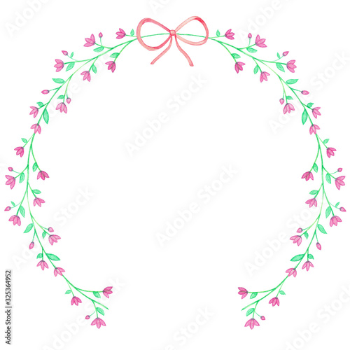 Purple Watercolor Floral Wreaths and ribbon