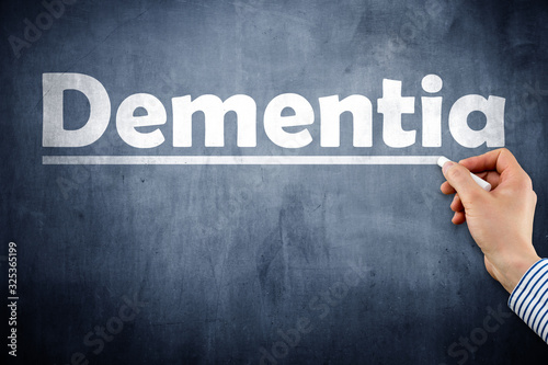 Tablou pe pânză Dementia word written on blackboard