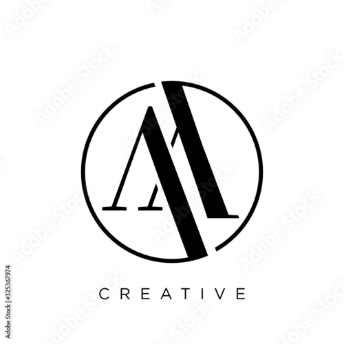 aa circle logo design vector 