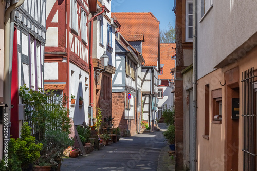 historic half-timbered houses in german small town