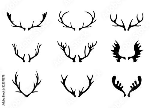 Hand Drawn Deer Antlers Vectors.