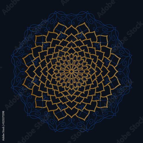 luxury decoration of mandala flowers with shiny gold color