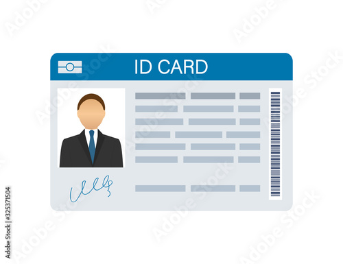 ID Card on white background. Flat design style. Vector illustration.