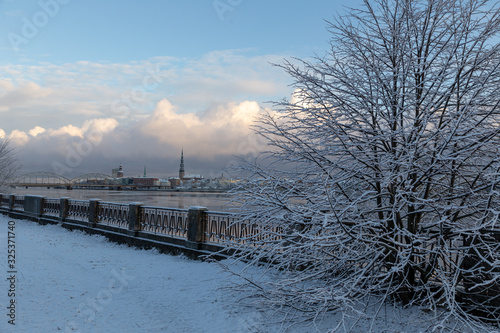 winter landscape Riga with river  © Gvido