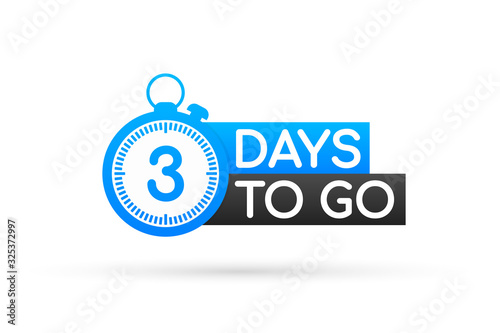 Three days to go flat icon. Vector stock illustration.